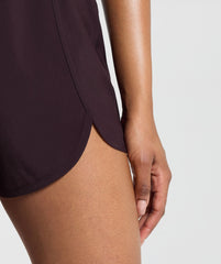 Scallop Hem Shaped Shorts - Plum Brown