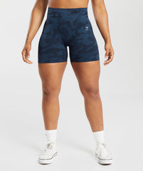 Adapt Camo Seamless Ribbed Shorts - Midnight Blue/Ash Blue