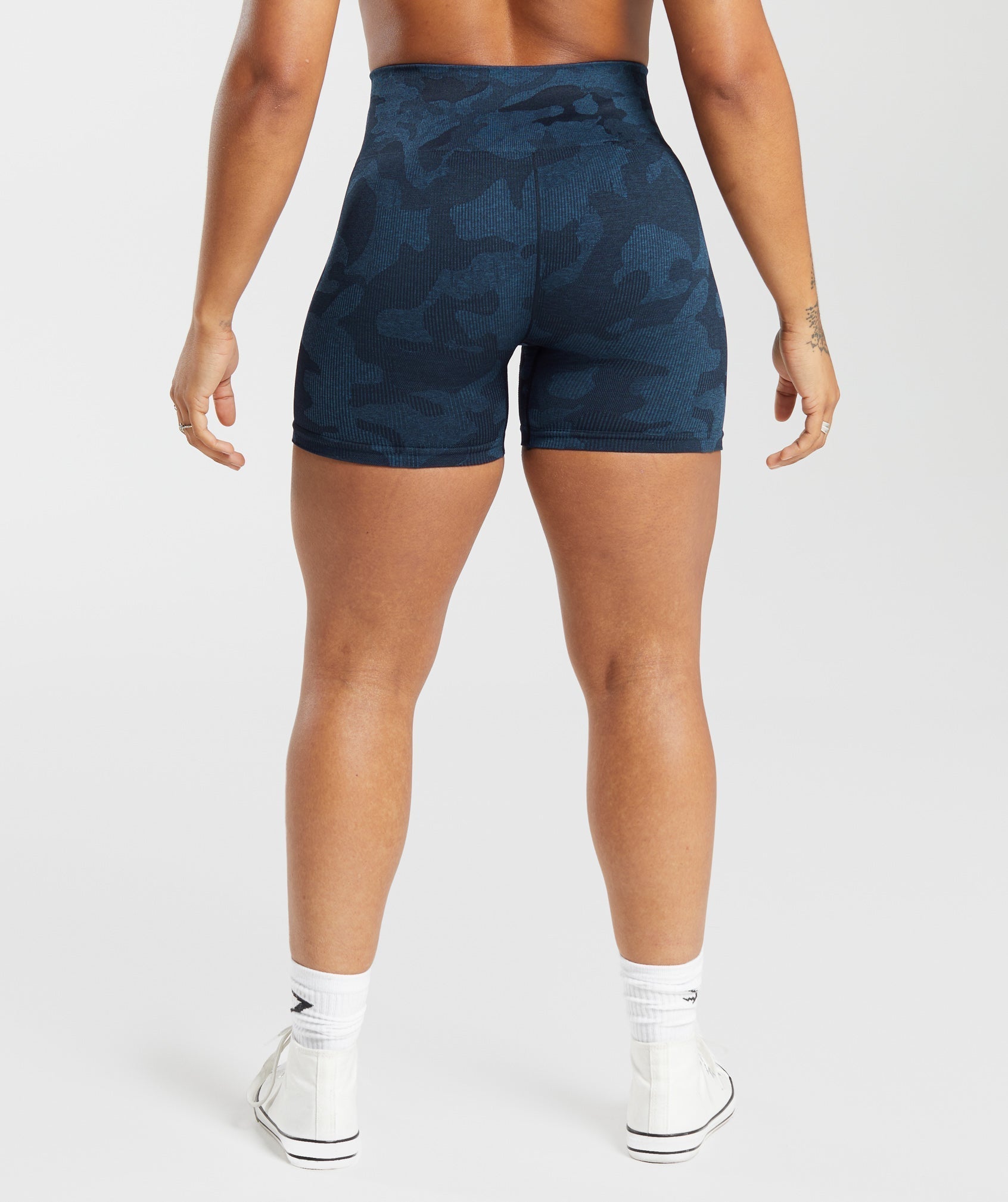 Adapt Camo Seamless Ribbed Shorts - Midnight Blue/Ash Blue