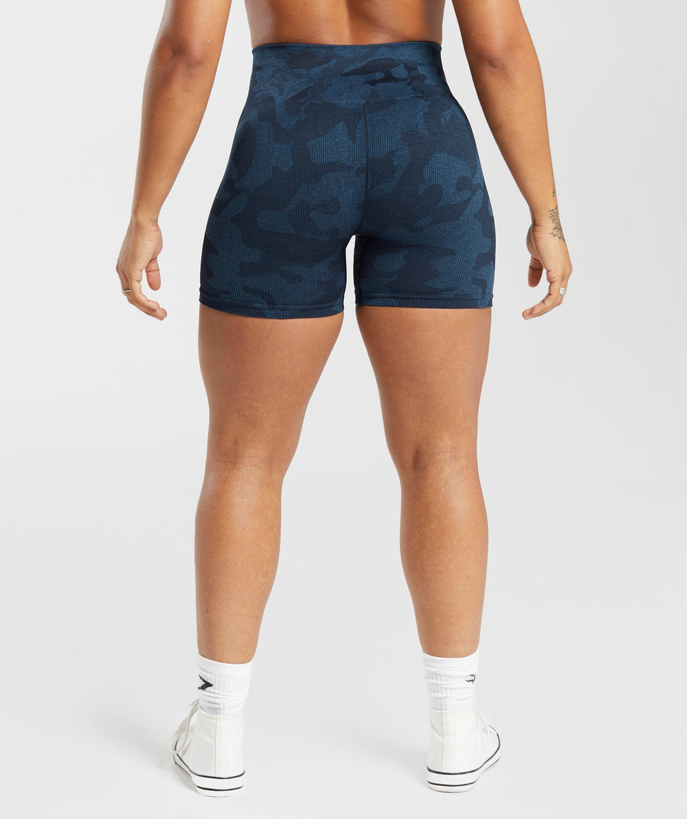 Adapt Camo Seamless Ribbed Shorts - Midnight Blue/Ash Blue
