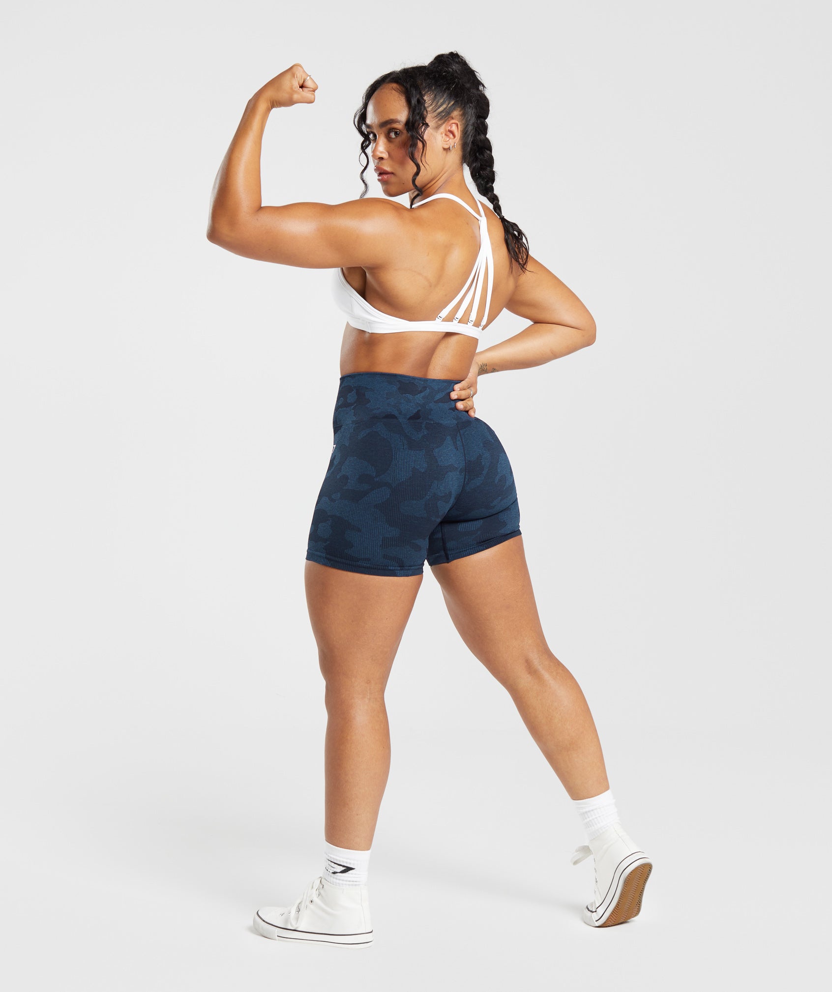 Adapt Camo Seamless Ribbed Shorts - Midnight Blue/Ash Blue
