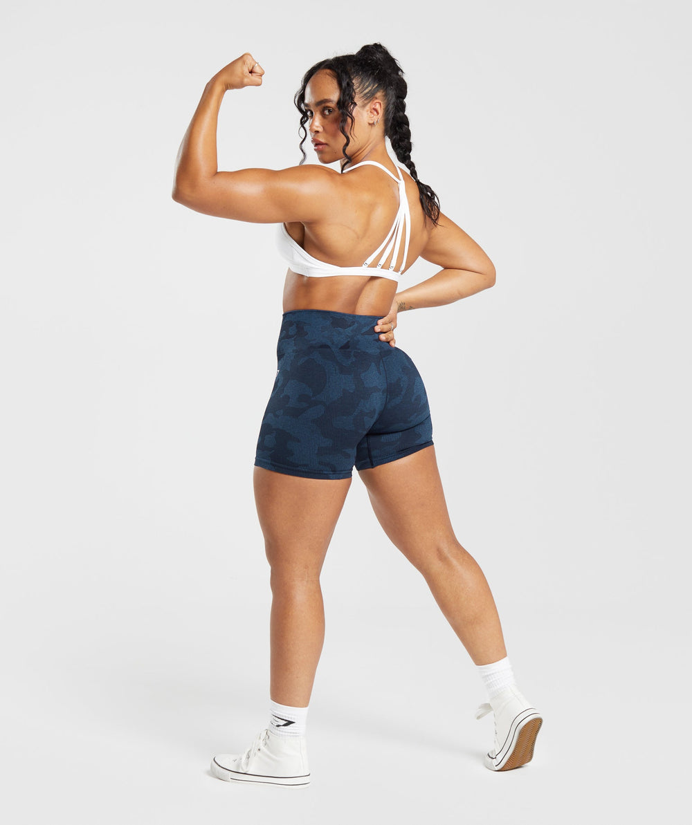 Adapt Camo Seamless Ribbed Shorts - Midnight Blue/Ash Blue