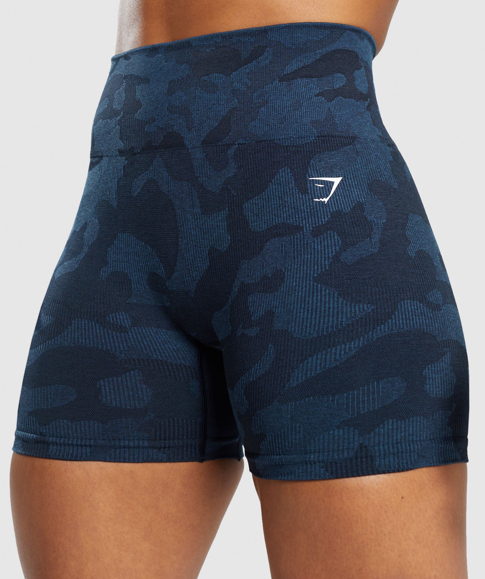 Adapt Camo Seamless Ribbed Shorts - Midnight Blue/Ash Blue