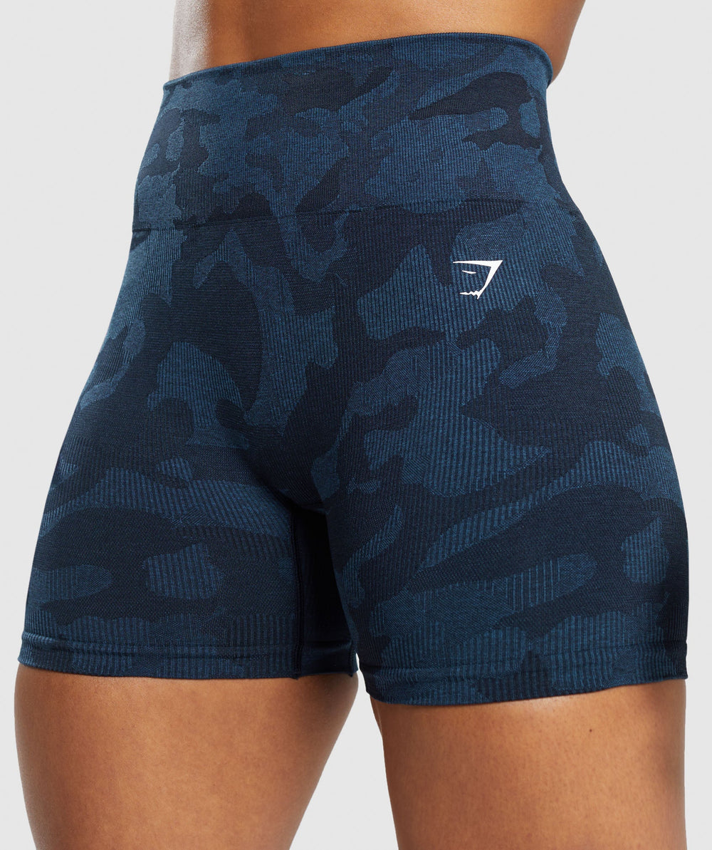 Adapt Camo Seamless Ribbed Shorts - Midnight Blue/Ash Blue