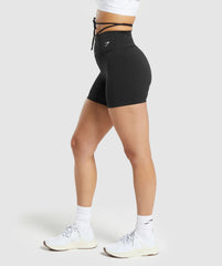 Ribbon Tie Waisted Shorts - Black