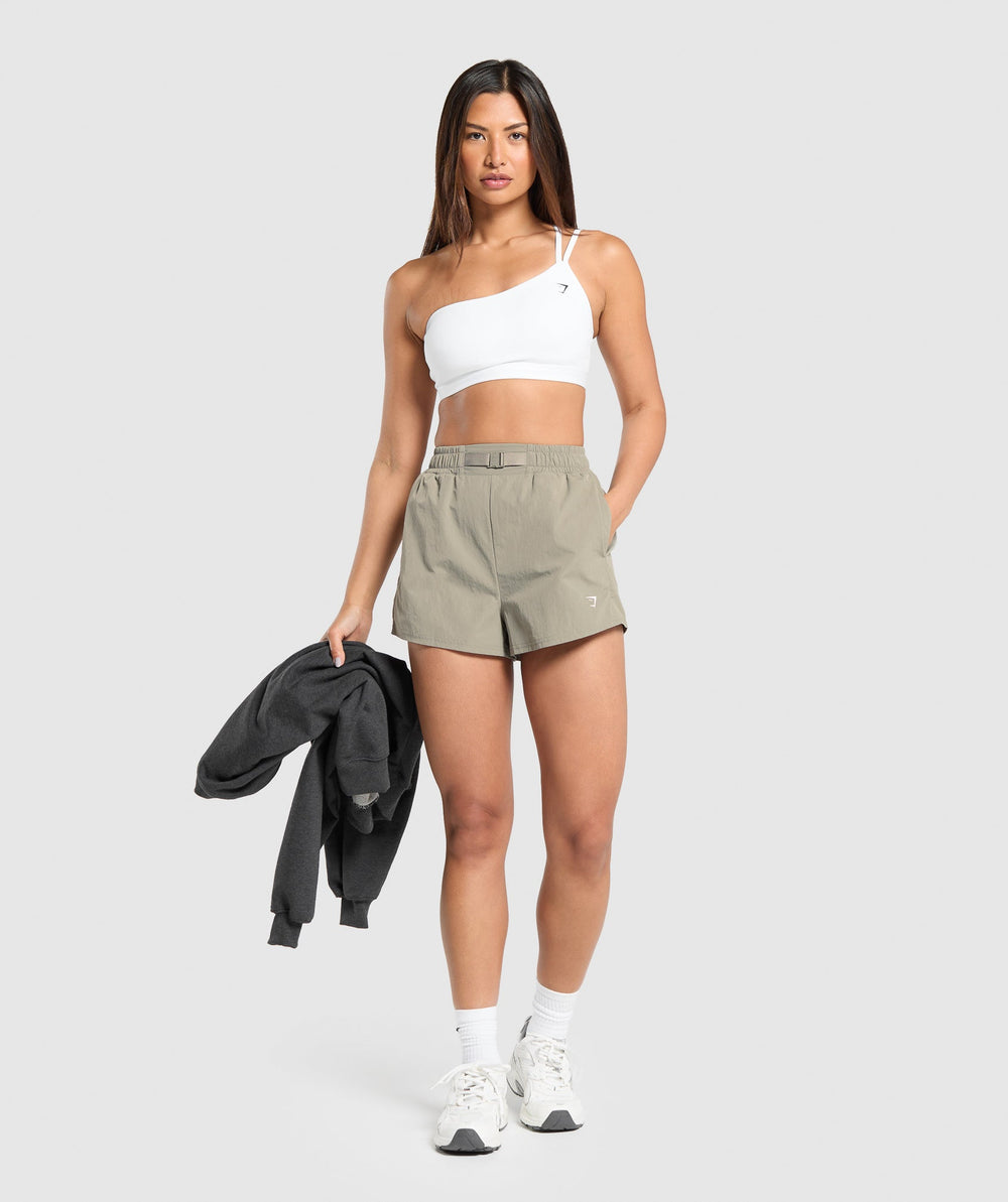 Buckle Waisted Shorts - Linen Brown