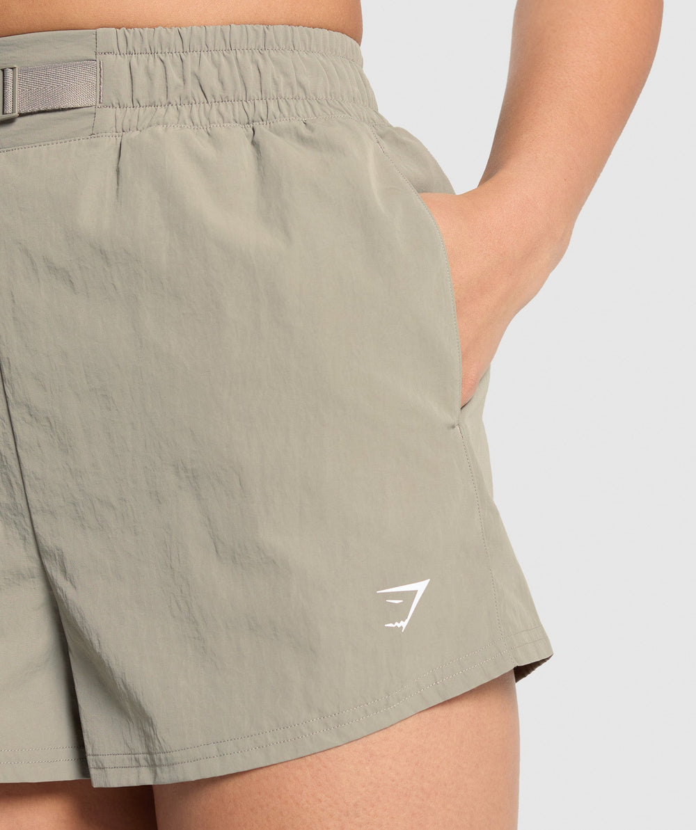 Buckle Waisted Shorts - Linen Brown