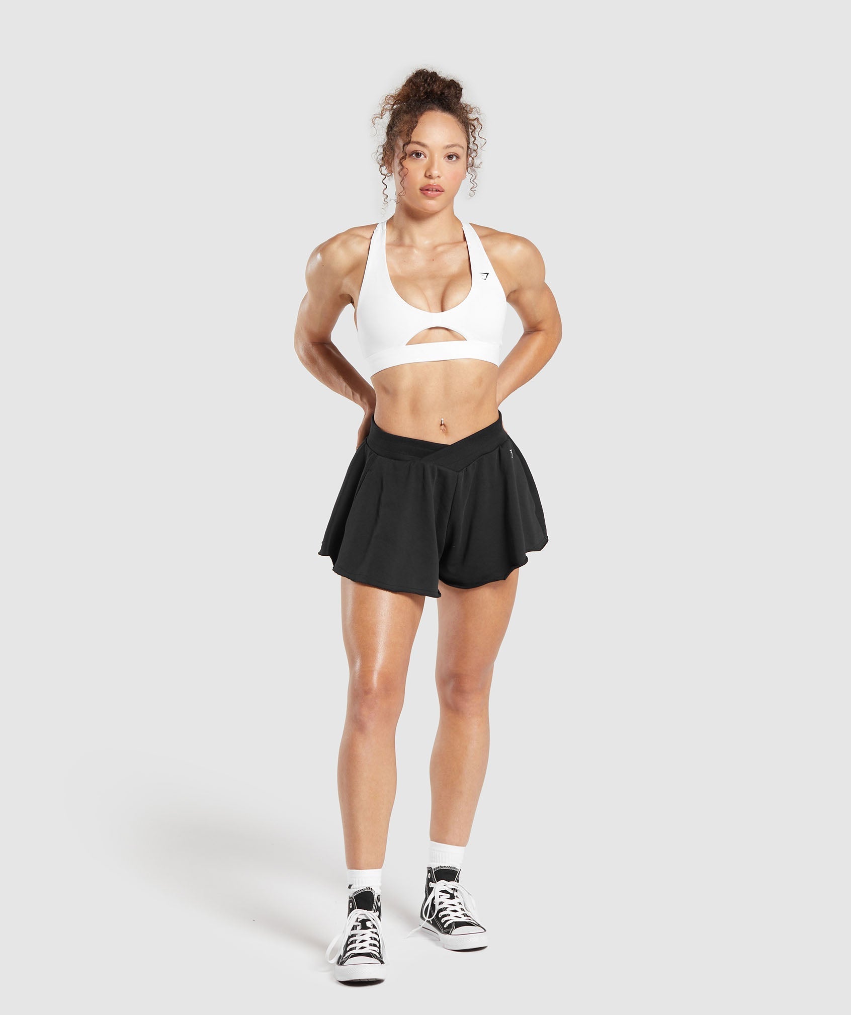 Lifting Crossover Cotton Shorts - Black
