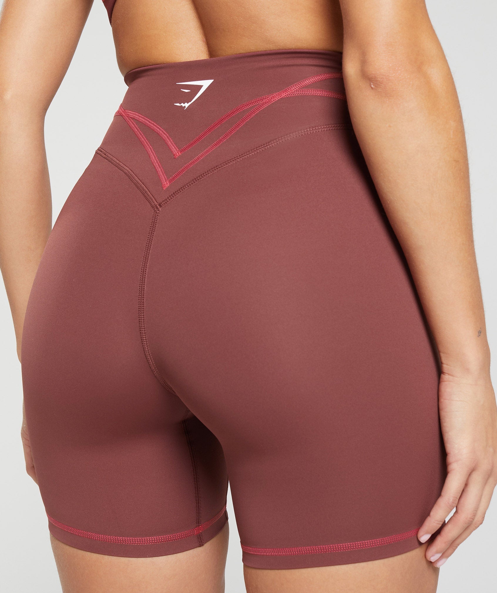 Stitch Feature Shorts - Burgundy Brown