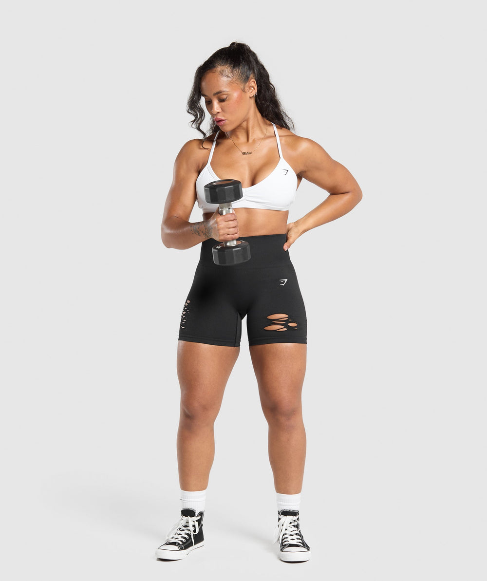 Gains Seamless Distressed Shorts - Black