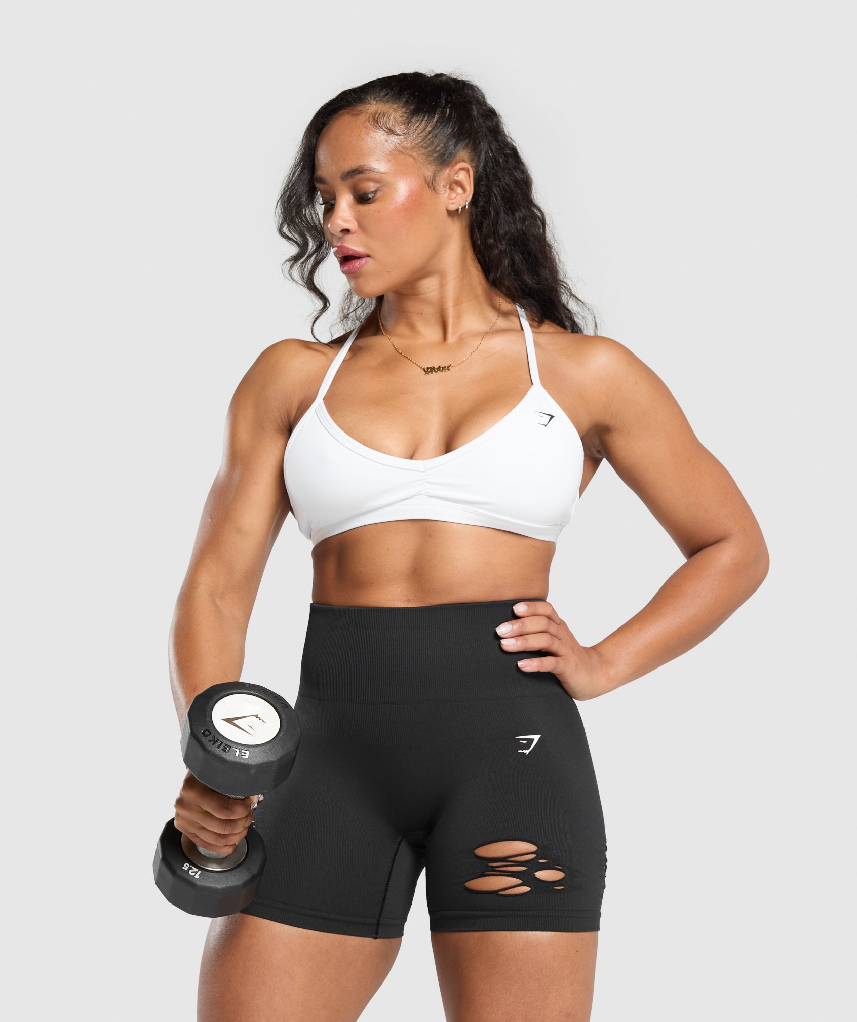 Gains Seamless Distressed Shorts - Black