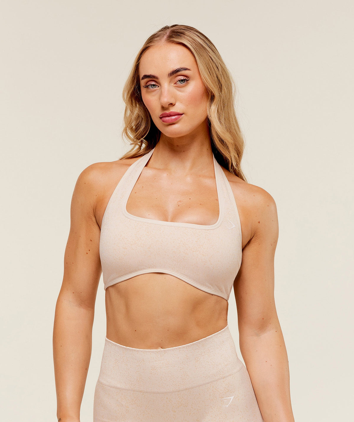Adapt Fleck x Whitney Halterneck Sports Bra - Coconut White