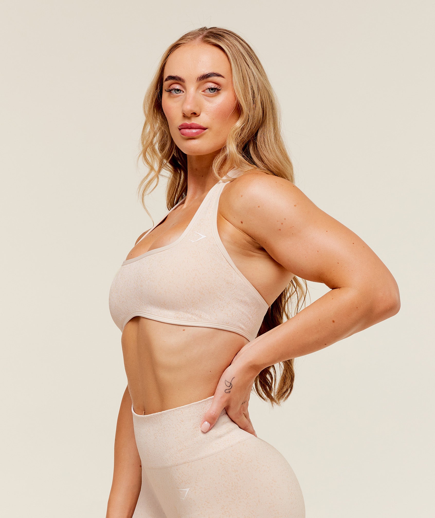 Adapt Fleck x Whitney Halterneck Sports Bra - Coconut White