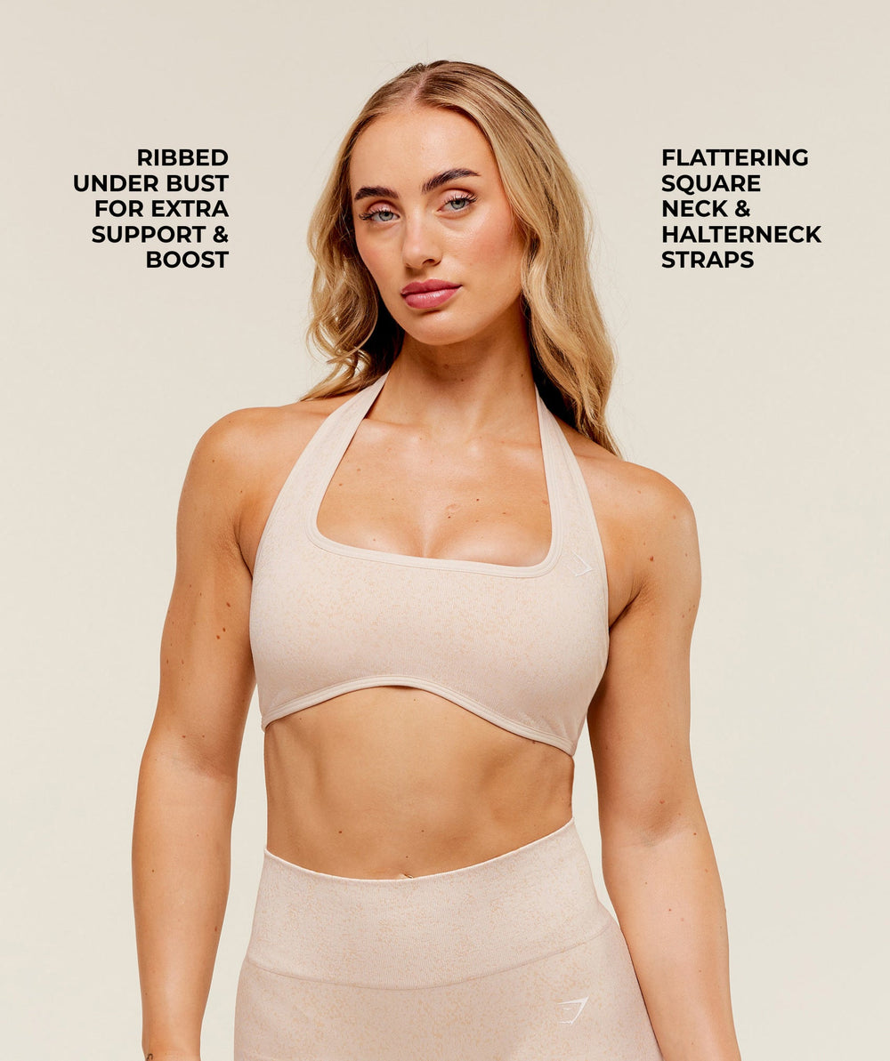 Adapt Fleck x Whitney Halterneck Sports Bra - Coconut White
