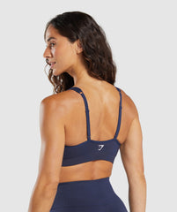 Vital V Neck Sports Bra - Heavy Blue/ Marl