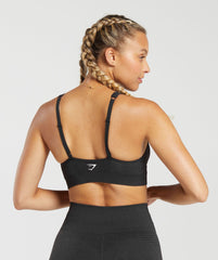Vital V Neck Sports Bra - Black Marl