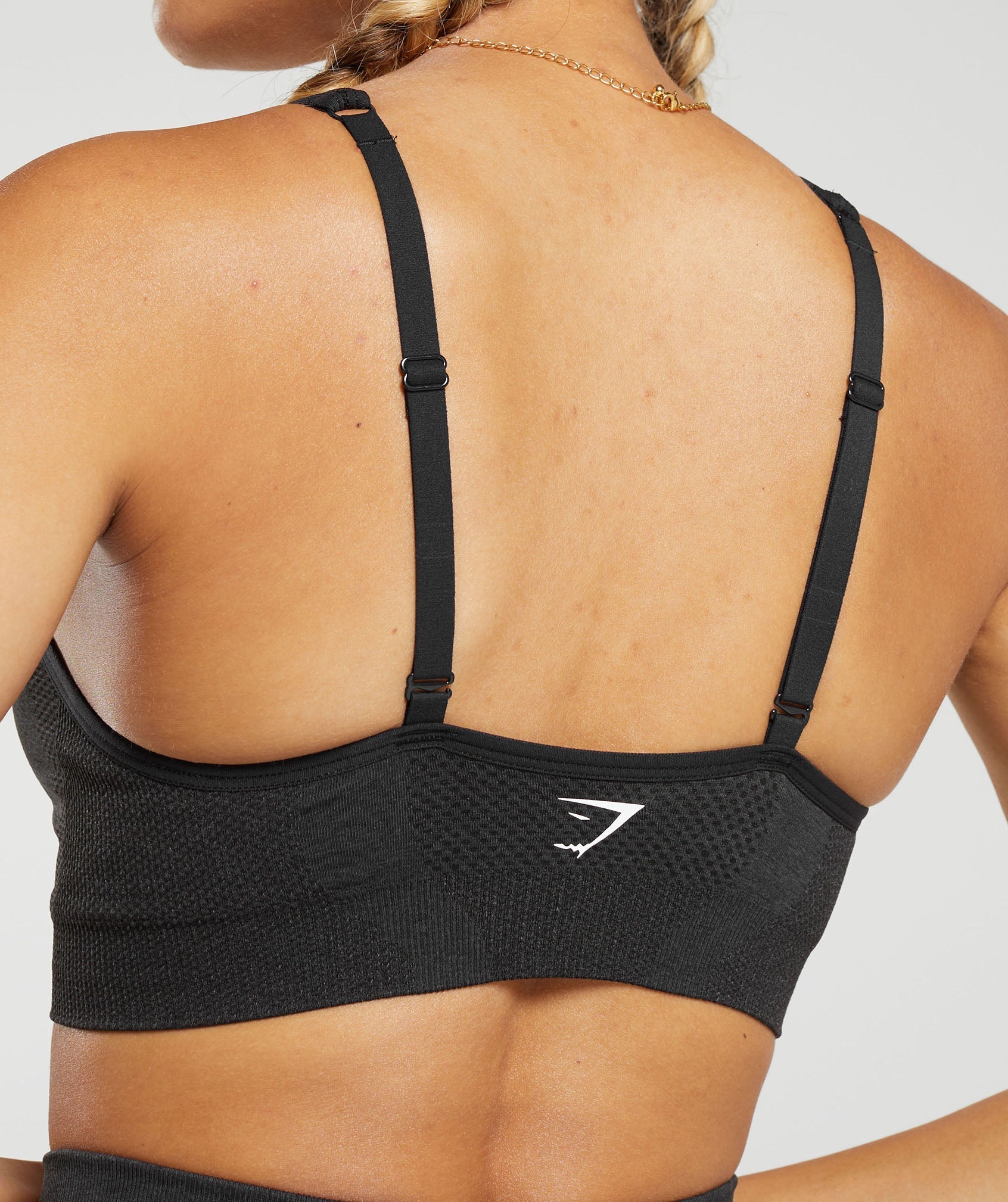 Vital V Neck Sports Bra - Black Marl