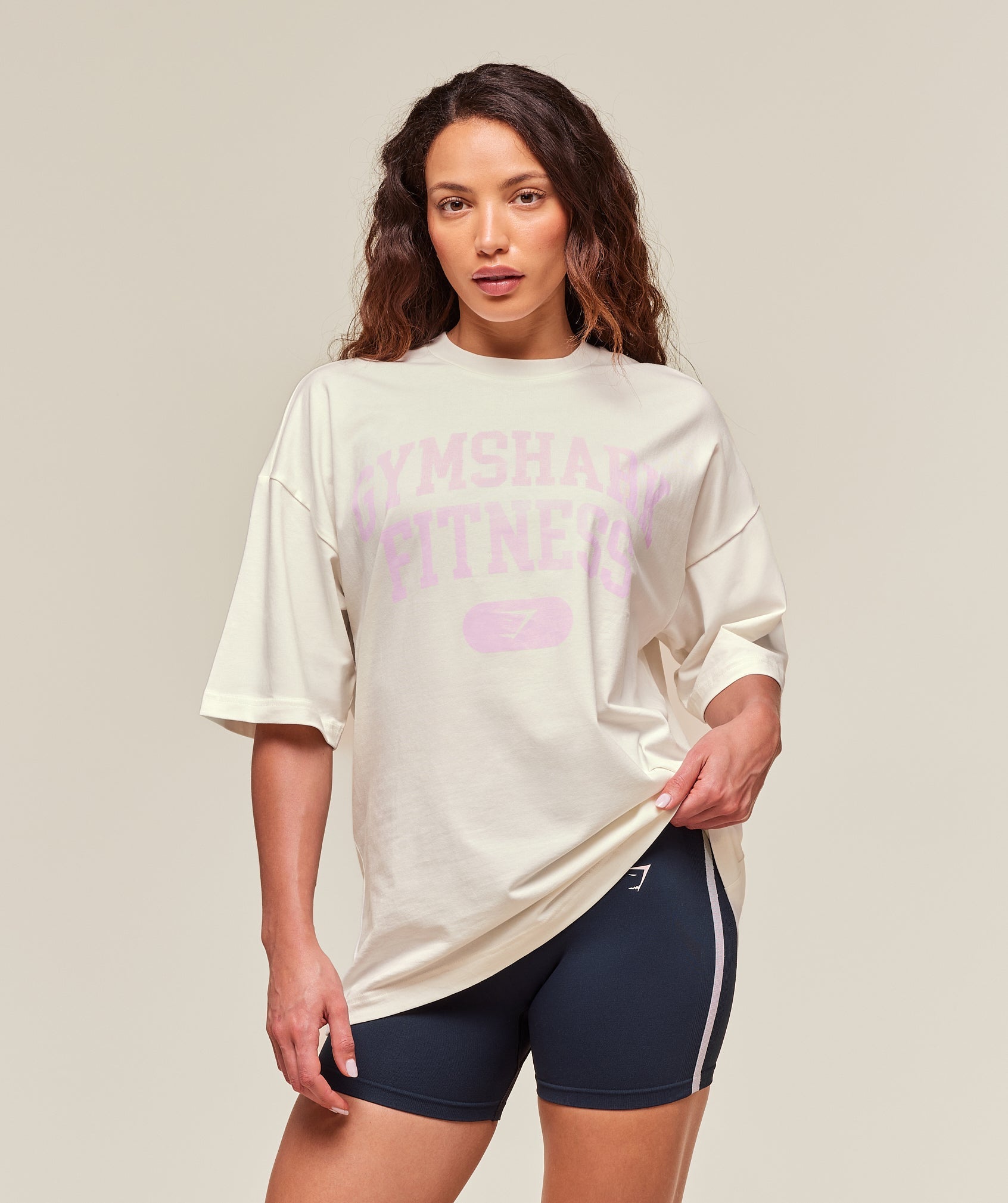 Varsity Graphic Oversized T-shirt - Soft White