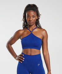 Adapt Fleck Seamless Halterneck Bralette - Cobalt Blue/Iris Blue