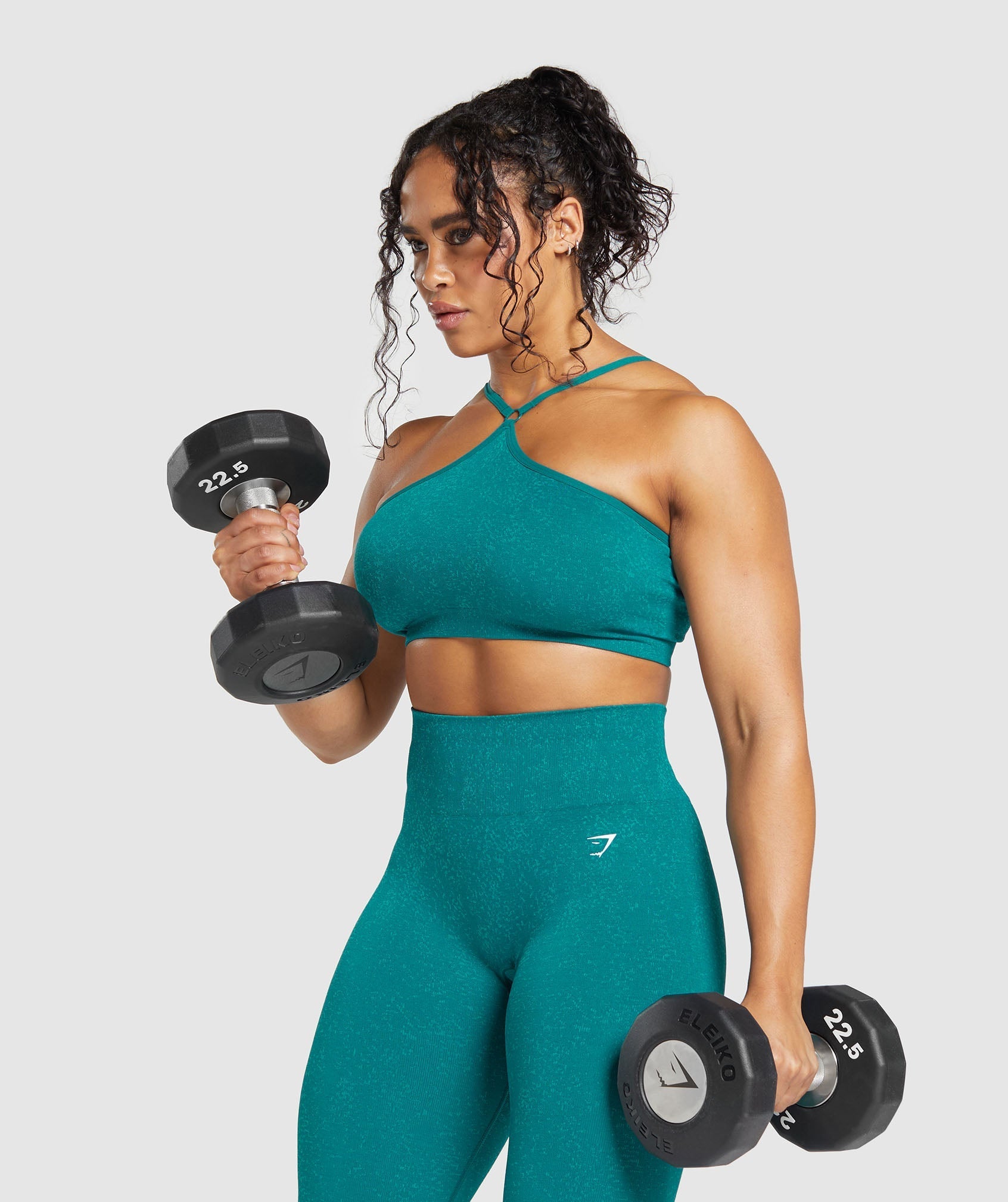 Adapt Fleck Seamless Halterneck Bralette - Ocean Teal/Artificial Teal