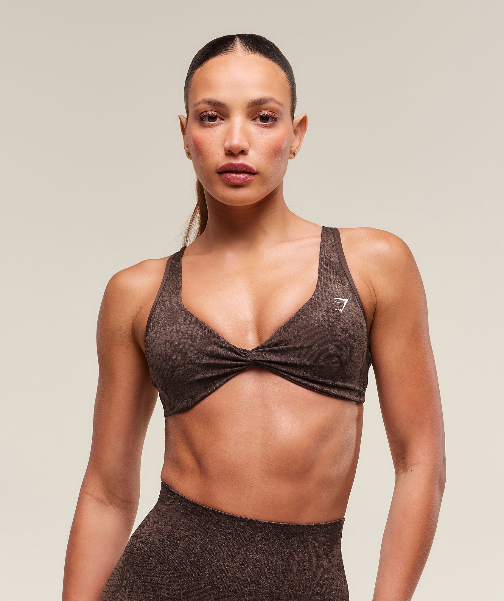 Adapt X Whitney Animal Seamless Twist Front Bra - Archive Brown/Soft Brown