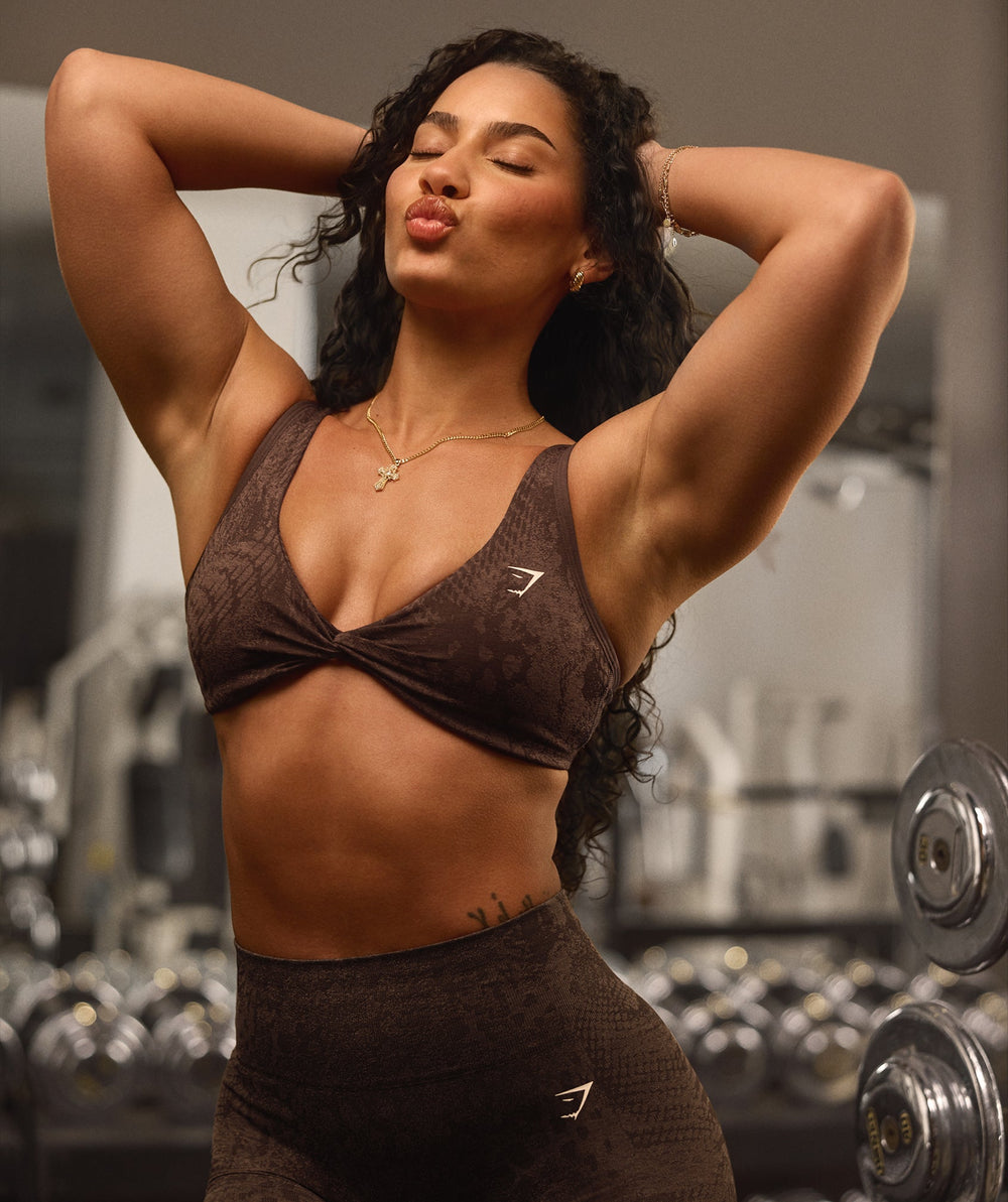 Adapt X Whitney Animal Seamless Twist Front Bra - Archive Brown/Soft Brown