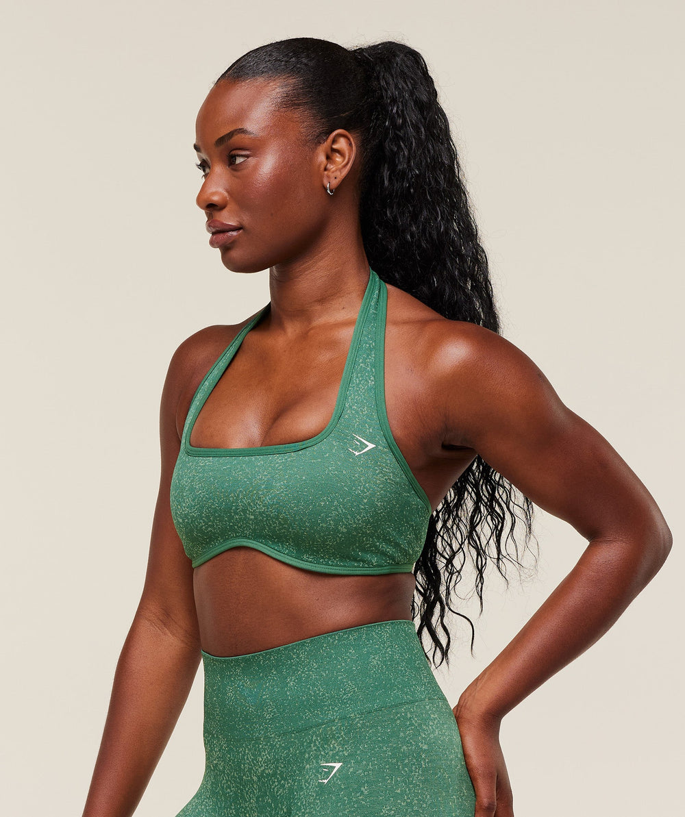 Adapt Fleck x Whitney Halterneck Sports Bra - Lift Green/Clay Green