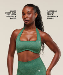 Adapt Fleck x Whitney Halterneck Sports Bra - Lift Green/Clay Green