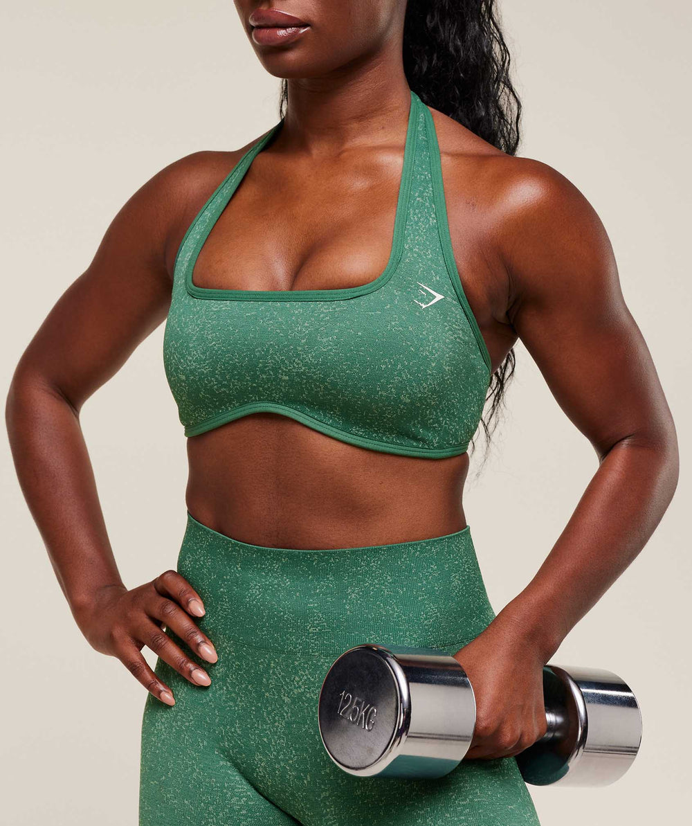Adapt Fleck x Whitney Halterneck Sports Bra - Lift Green/Clay Green