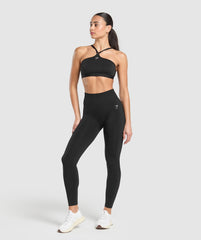 Halter Neck Sports Bra - Black
