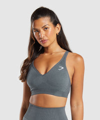 Vital V Neck Sports Bra - Strong Grey Marl
