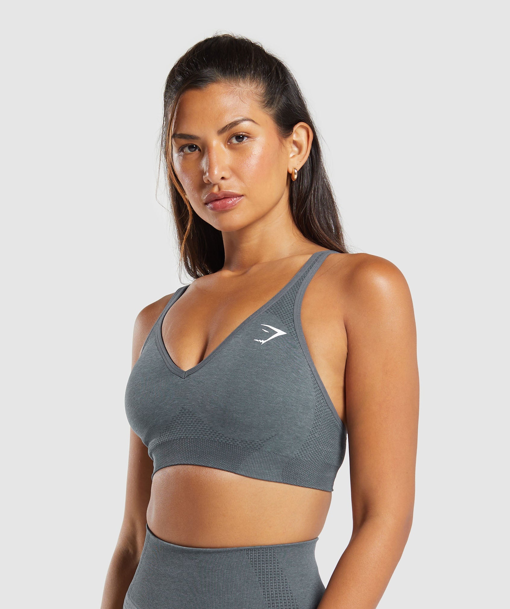 Vital V Neck Sports Bra - Strong Grey Marl