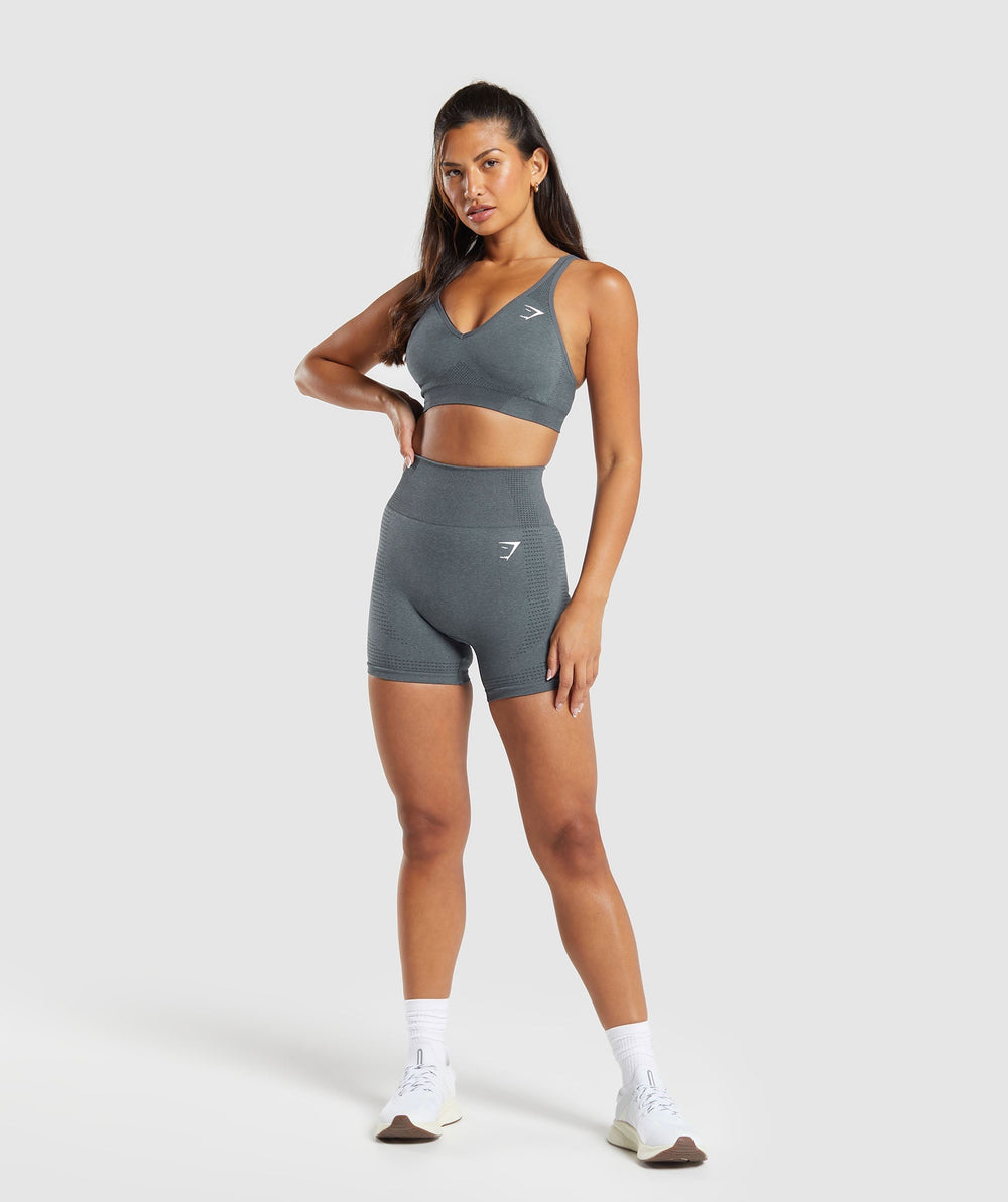 Vital V Neck Sports Bra - Strong Grey Marl