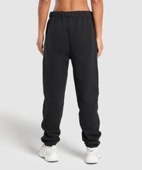 Embroidered Logo Oversized Joggers - Black