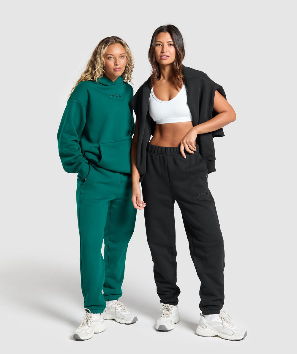 Embroidered Logo Oversized Joggers - Black