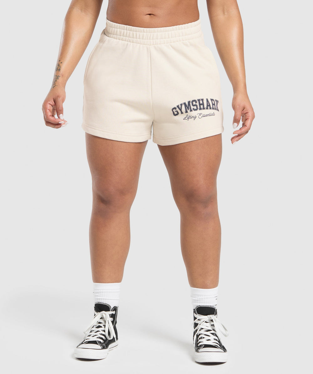 Lifting Essentials Graphic Brushed 4' Shorts - Oat White