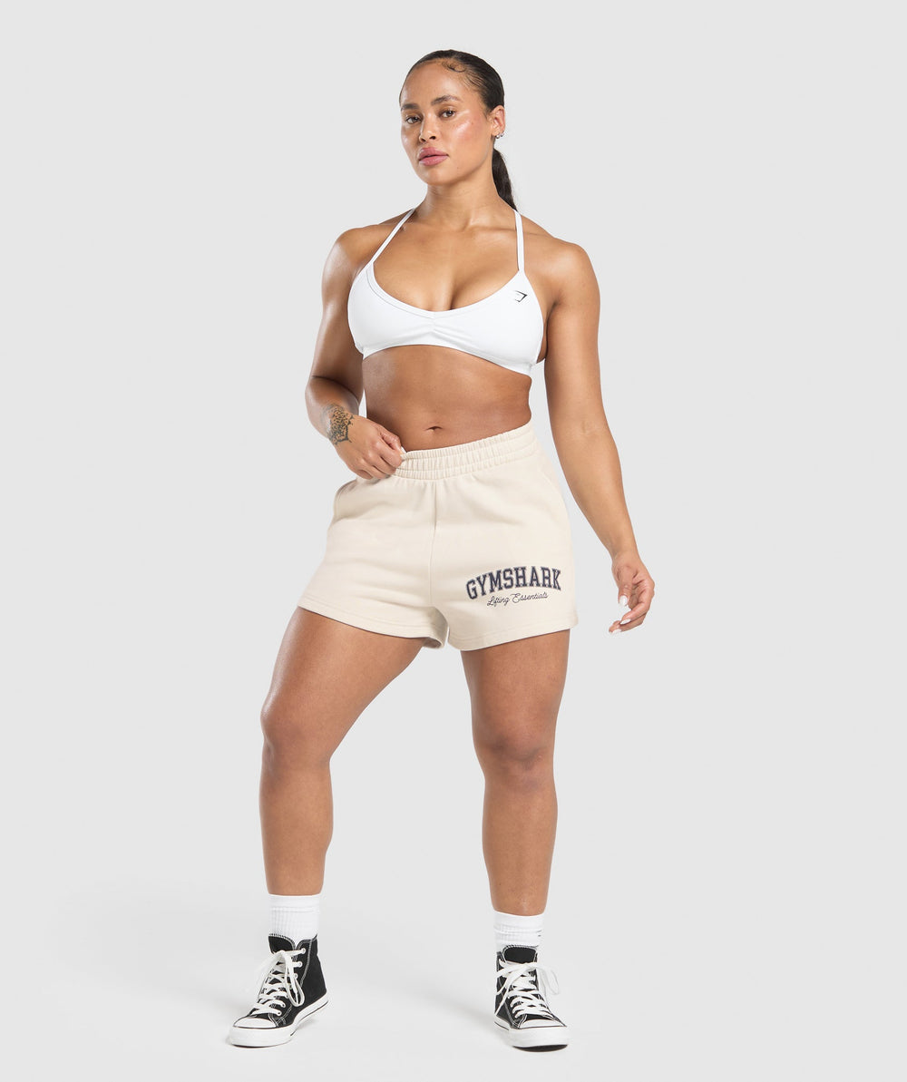 Lifting Essentials Graphic Brushed 4' Shorts - Oat White