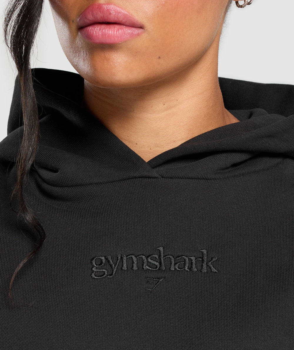 Embroidered Logo Oversized Hoodie - Black