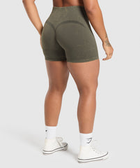 Gains Seamless Washed Shorts - Strength Green