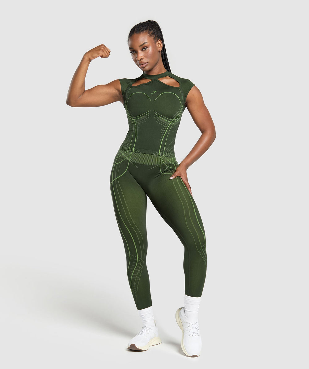 Apex Seamless Leggings - Trail Green/Energy Gelato Green