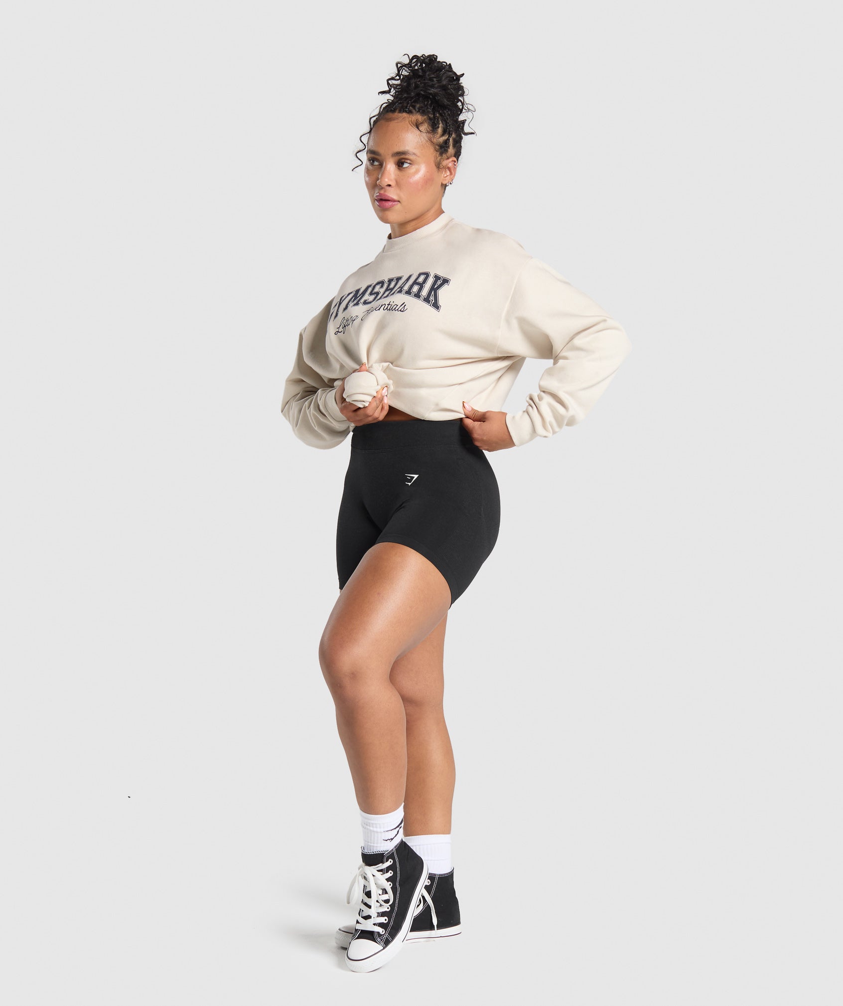 Lifting Essentials Graphic Brushed Oversized Sweatshirt - Oat White