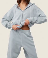 everywear Relaxed Zip Hoodie - Ice Grey