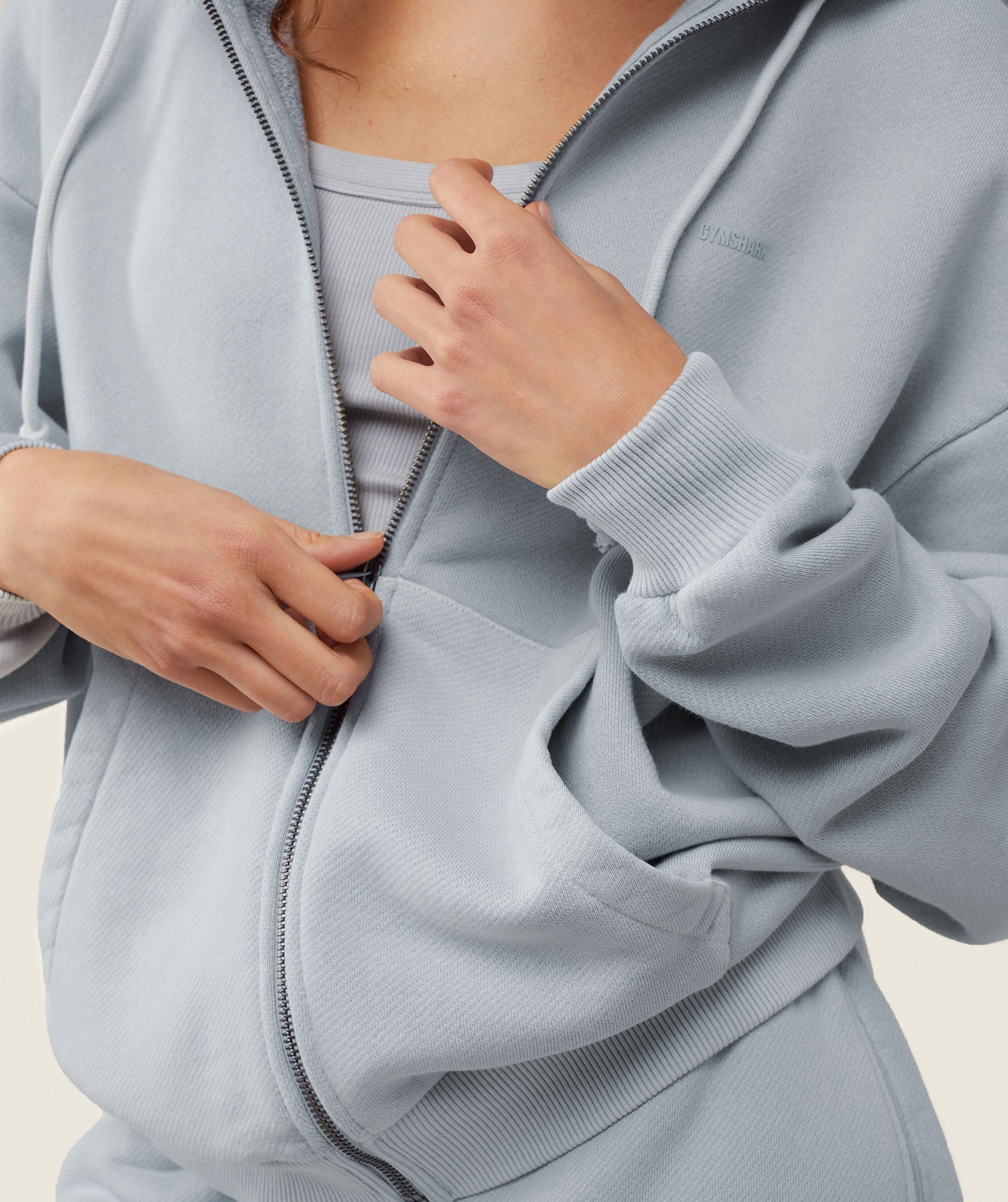 everywear Relaxed Zip Hoodie - Ice Grey