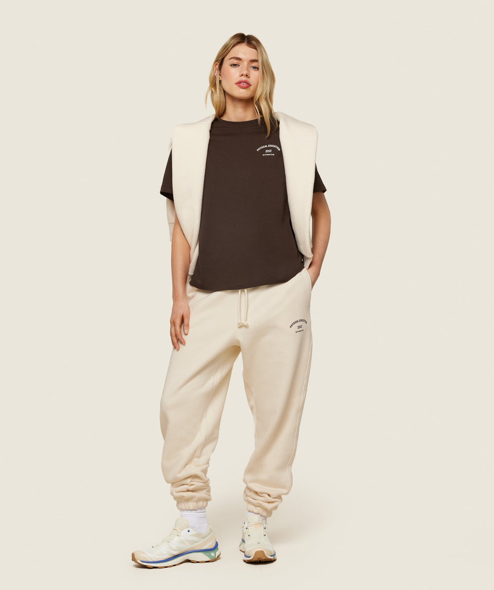 Phys Ed Graphic Sweatpants - Ecru White/Archive Brown