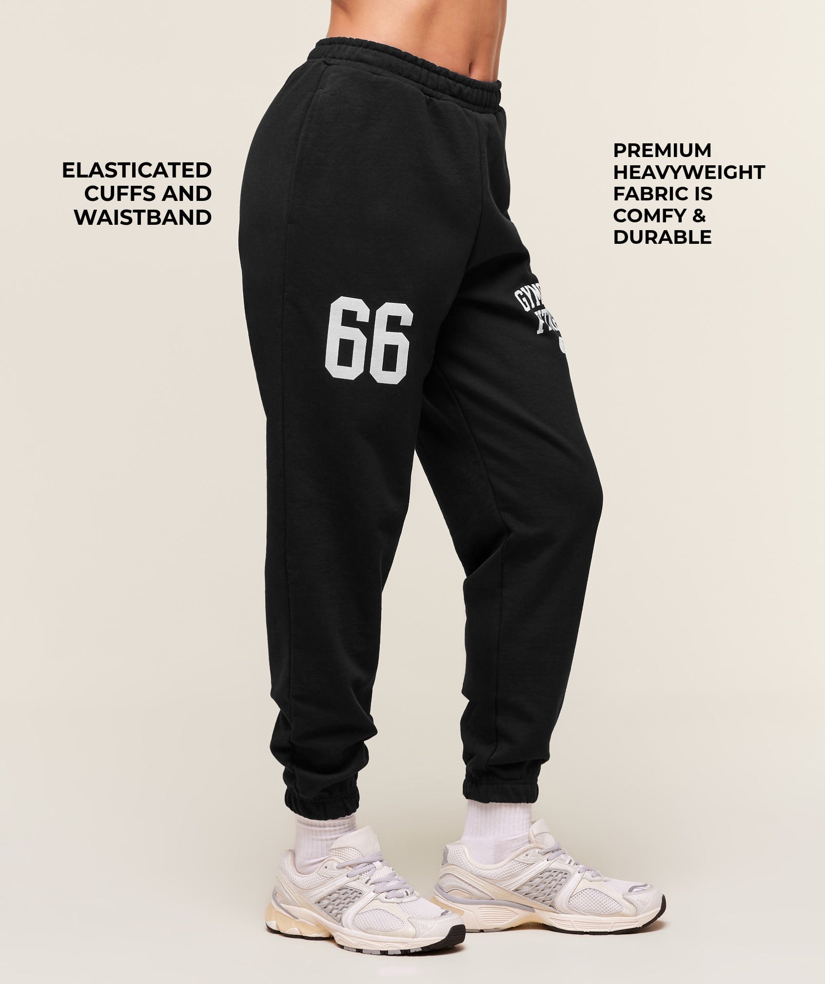 Varsity Graphic Oversized Joggers - Black