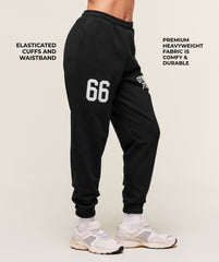 Varsity Graphic Oversized Joggers - Black
