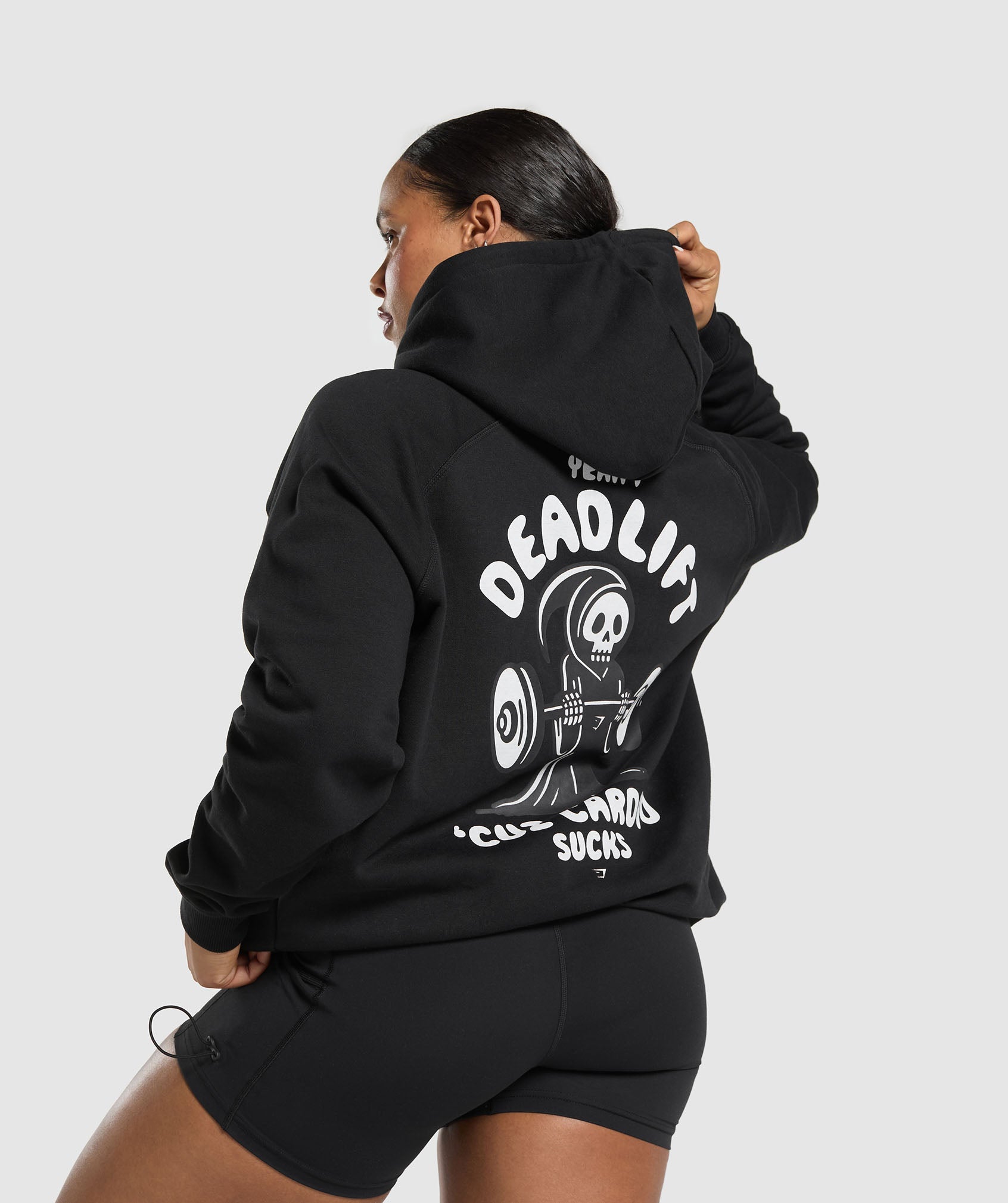 Graphic Reaper Oversized Hoodie - Black