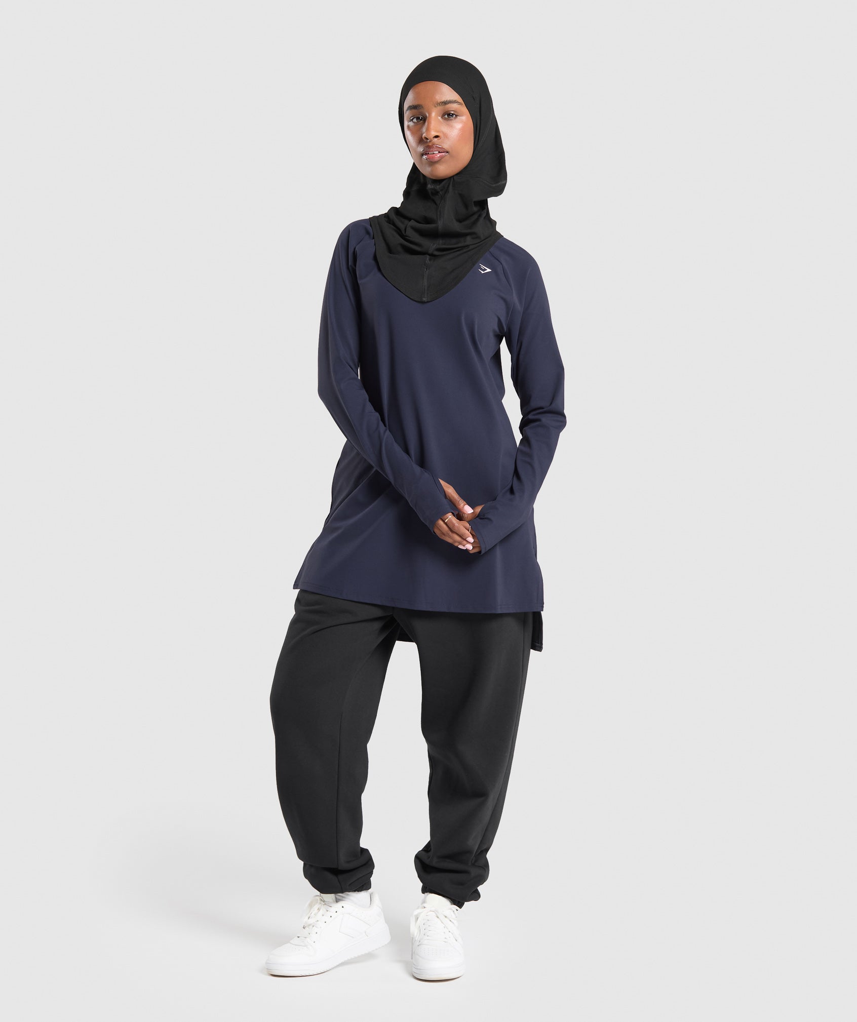 Long Line Long Sleeve Top - Heavy Blue