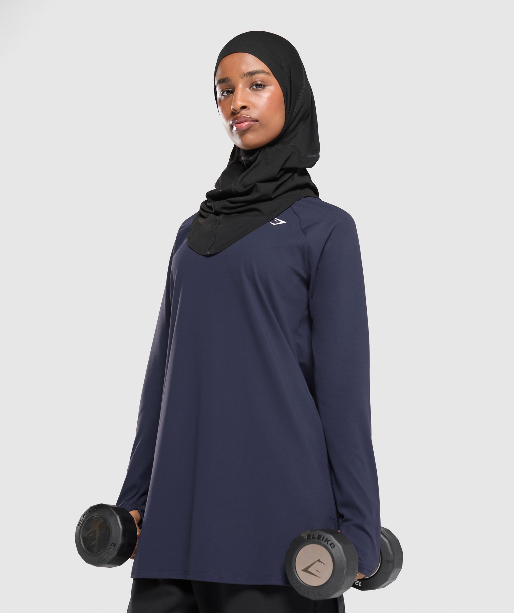 Long Line Long Sleeve Top - Heavy Blue