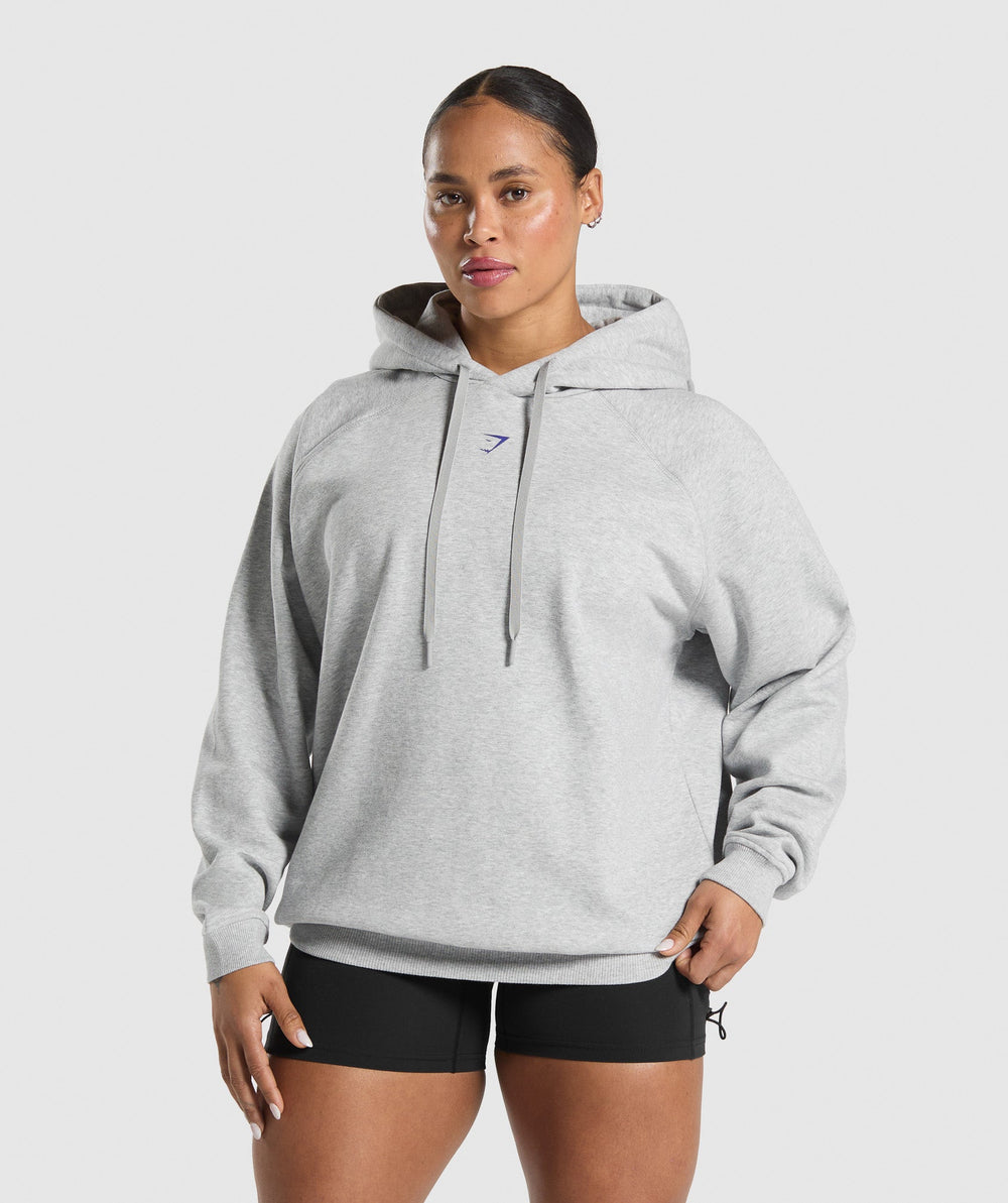 Graphic Reaper Oversized Hoodie - Light Grey Core Marl